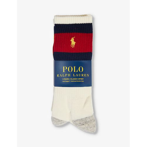 Mens Wht Rd/wht Ylw/wht Grn Logo-embroidered Cotton-blend Knitted Socks Pack of Three