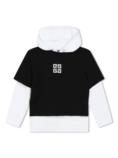 4G motif-print layered hoodie - Black