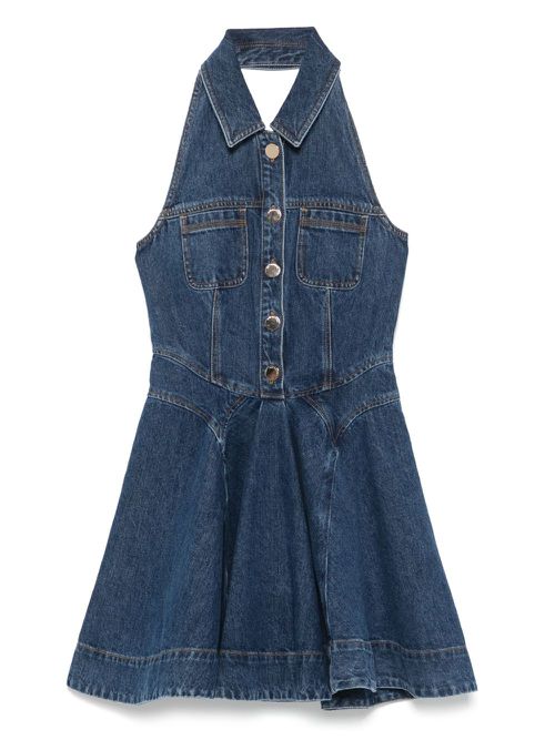 Denim sleeveless mini dress - Blue