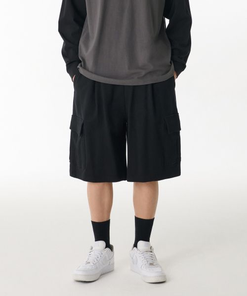One Pleat Cargo Bermuda Sweat Pants