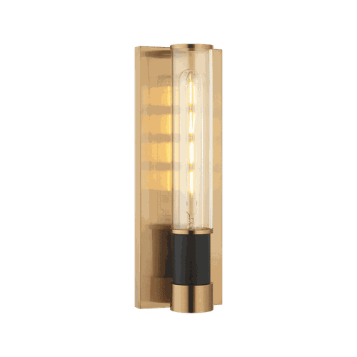 Matte Black Aged Gold Brass One Light Wall Sconce from the Tubo Collection
