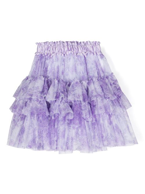 Floral-print ruffled skirt - Purple
