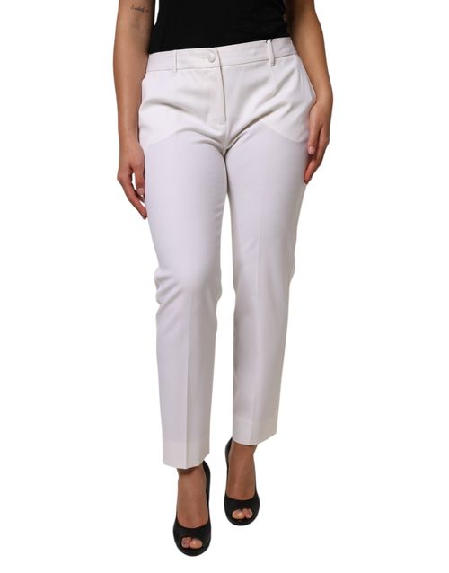 Virgin Wool Tapered Trousers — White