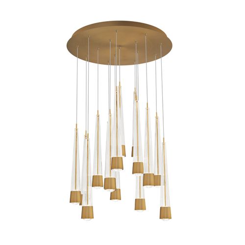 Aged Brass LED Chandelier from the Quill Collection