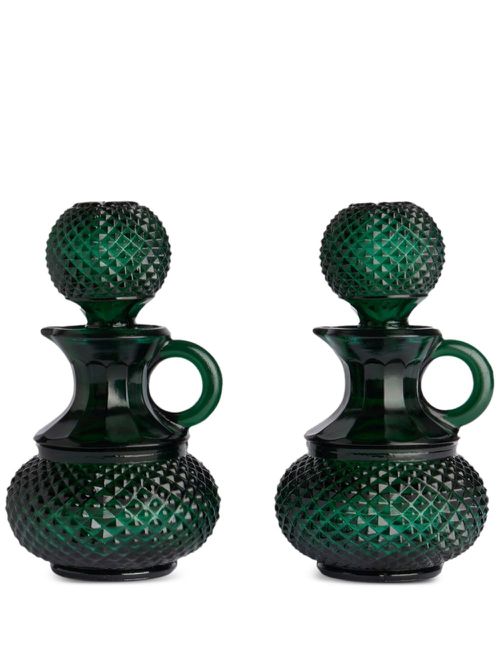 Galeano glass oil and vinegar set (18cm) - Green