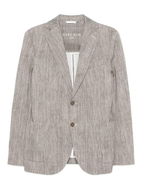 Beige Cotton Scrub Jacket With Notch Lapels