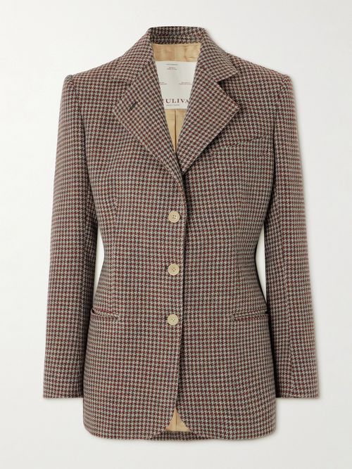 Ginestra Houndstooth Wool-tweed Blazer - Brown