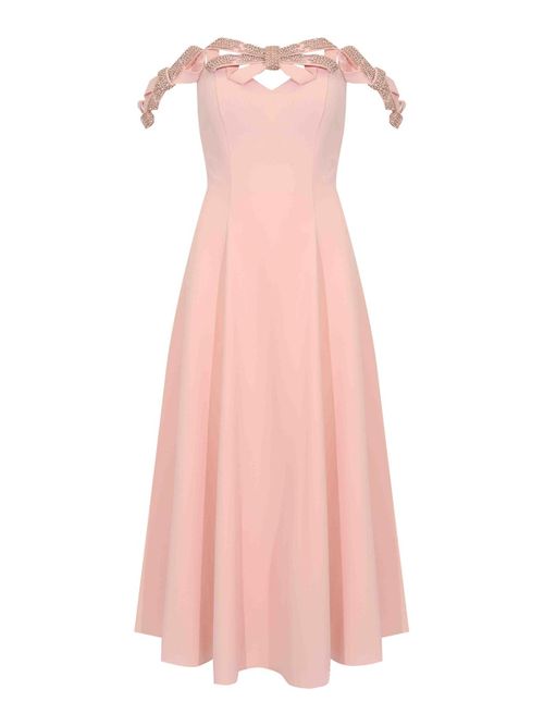 Dress In Crepe With Rhinestones Ice Pink