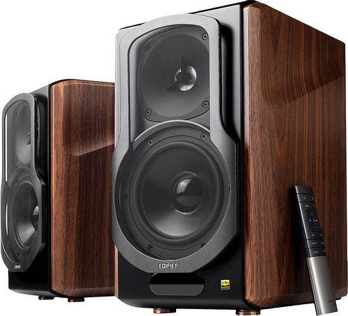 S2000MKIII Powered Bluetooth Bookshelf, Computer - 130W Line-in Optical Input - Tri-Amped Studio Monitor 2.0 Speakers - Wood/Black
