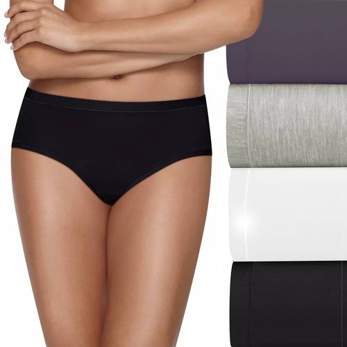 Womens Ultimate Cool Comfort 4-Pack Low Rise Briefs Panties Black/blue/multi-Color