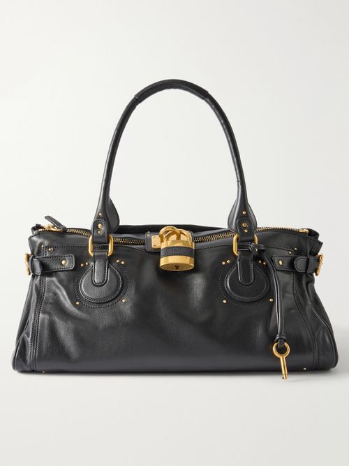 Paddington Large Locket-detail Leather Bag - Black