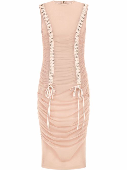 Corset-style ruched midi dress - Purple