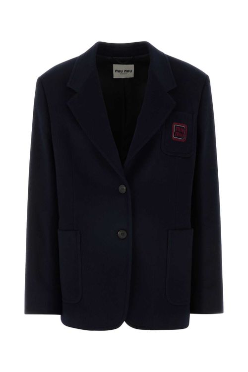Wool-Blend Blazer — Navy