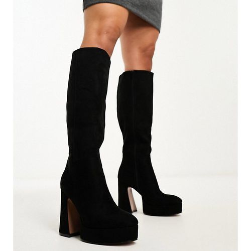 ASOS DESIGN Womens Wide Fit Capri platform knee boots in black - Size 8 Wide Fit (UK Shoe)