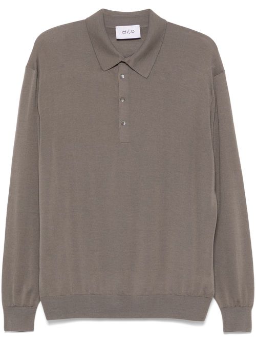 Fine-knit polo shirt - Grey