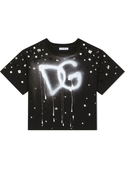 Embellished logo-print T-shirt - Black