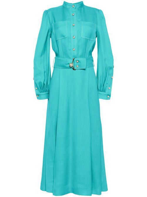 A-line belted maxi dress - Blue
