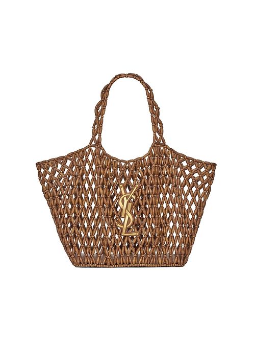 Women's Icare Medium Totes in Wood Beads - Light Wood And Brick