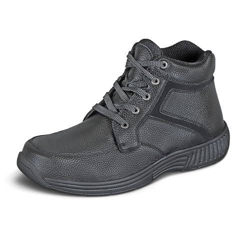 Orthofeet Men's Orthopedic Highline Slip Resistant Leather Boot, Brown