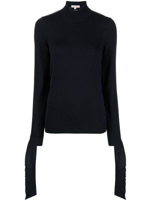 Fine-knit open-back jumper - Blue