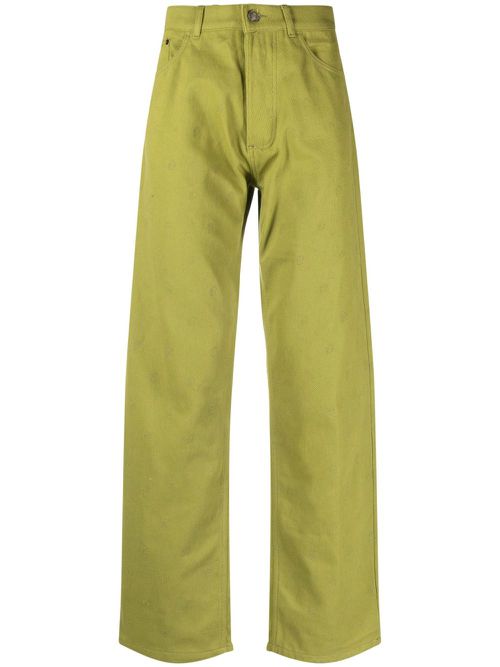 Green Eire Embroidered Jeans - Men's - Cotton