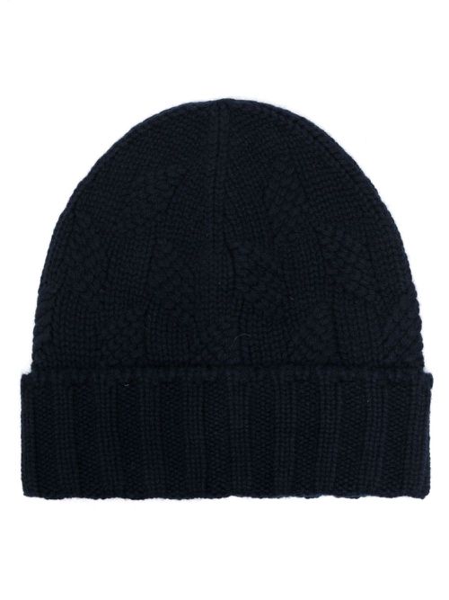 Cable-knit cashmere beanie - Blue