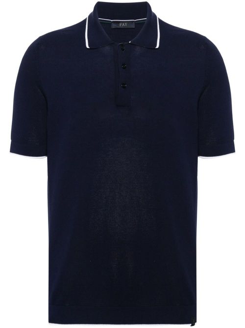 Contrast-trim polo shirt - Blue