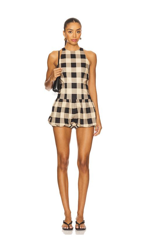 SER.O.YA KURZOVERALL MIT LEINEN KATT in Beige. Größe XS. Also in