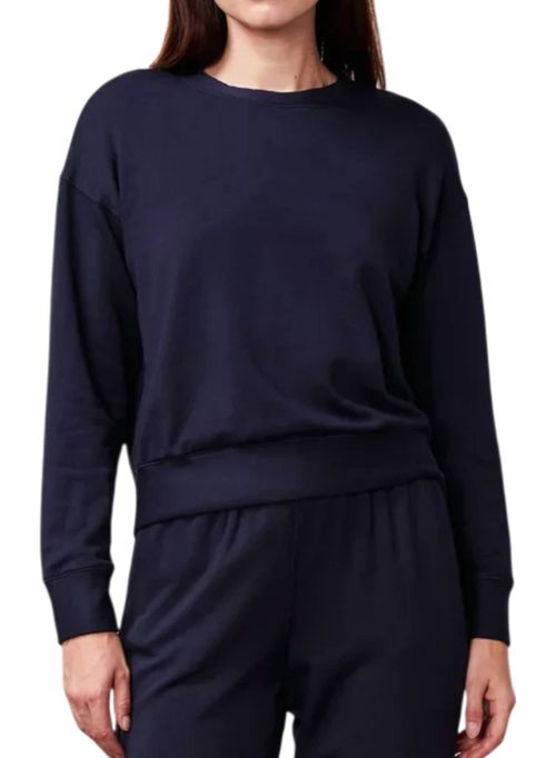 Softest Fleece Crewneck Pullover Sweatshirt In Navy