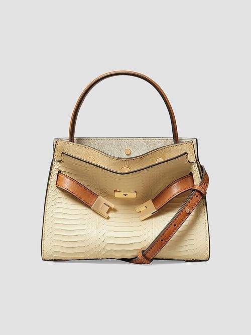 Women's Lee Radziwill Small Snake-Embossed Leather Top Handle Bag - Butter