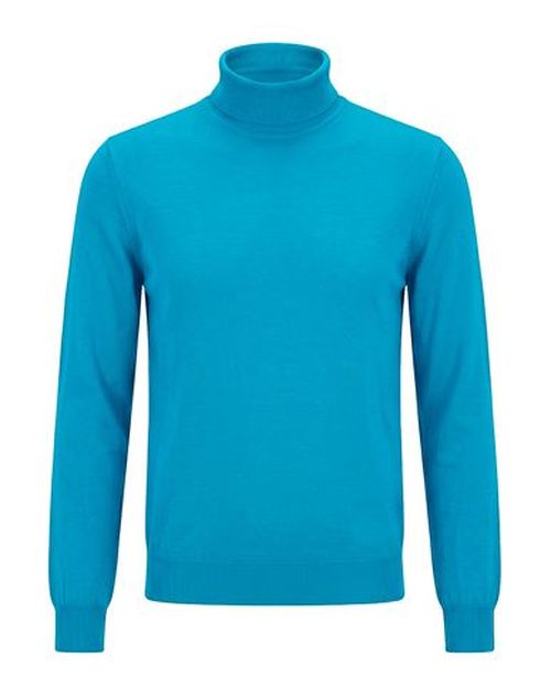 Man Turtleneck Azure Size 42 Wool