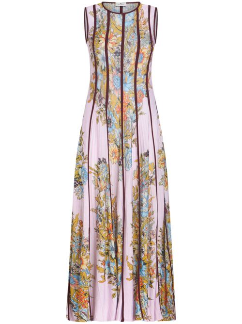 Floral-print knitted maxi dress - Pink