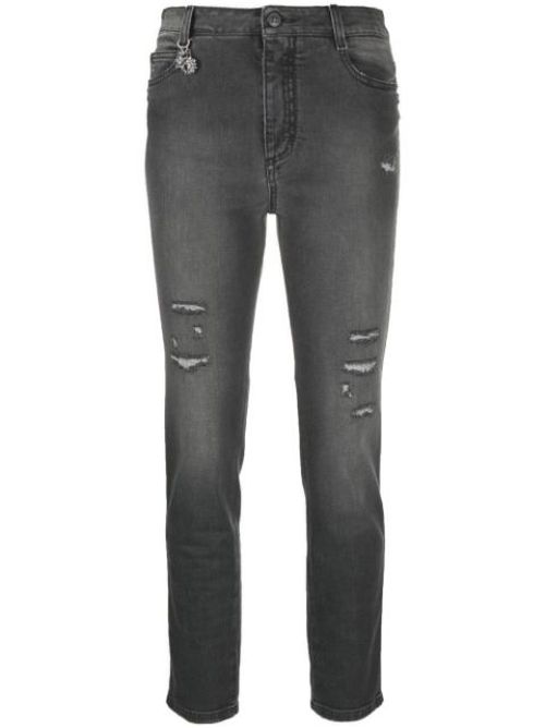 Ripped-detail cropped jeans