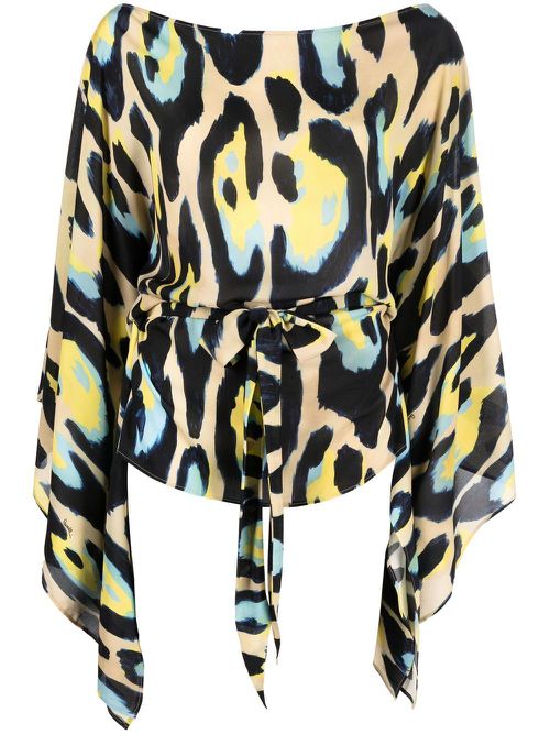 Animal-print draped blouse - Neutrals