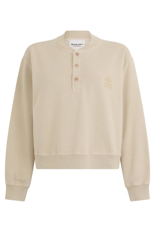 Cropped Cotton Sweatshirt with Embroidered Details