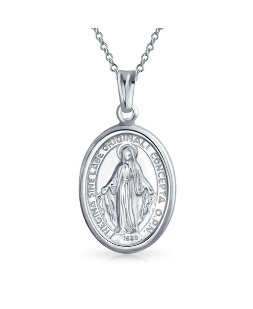 Christian Our Lady Of Guadalupe of Catholic Religious Oval Medal Virgin Mary Necklace Pendant For Women or Men Sterling Silver - Silver