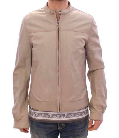 Lambskin Leather Jacket — Beige