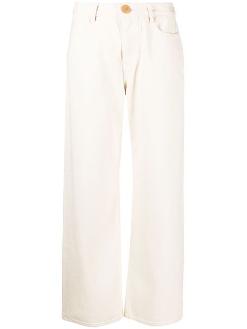 High-waisted wide-leg jeans - White