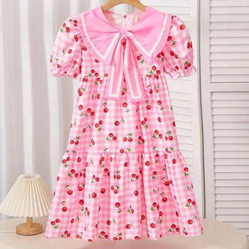 Vestito casual e carino per ragazze pre-adolescenti con colletto alla marinara e maniche a palloncino, adatto per uscite, viaggi e vacanze