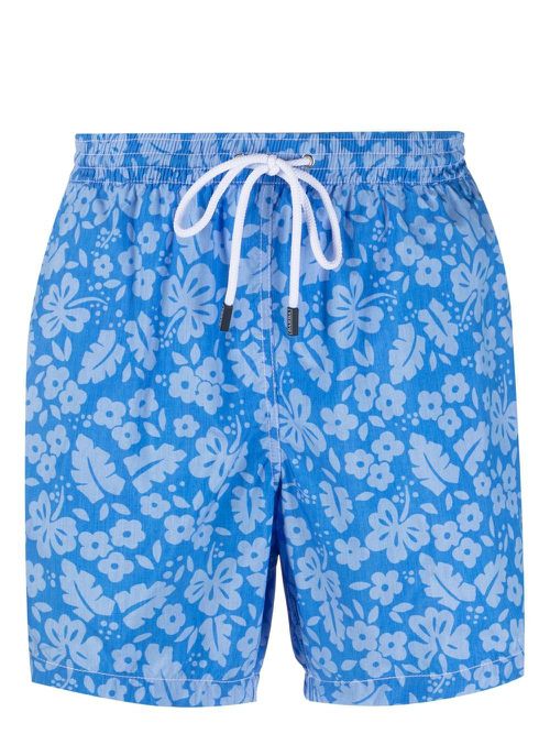 Floral-print swim shorts - Blue