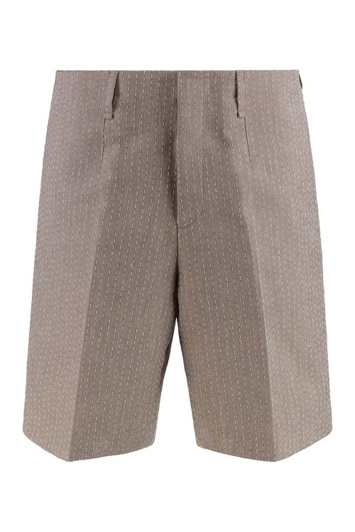 Men's Cotton Bermuda Shorts with Visible Stitching
