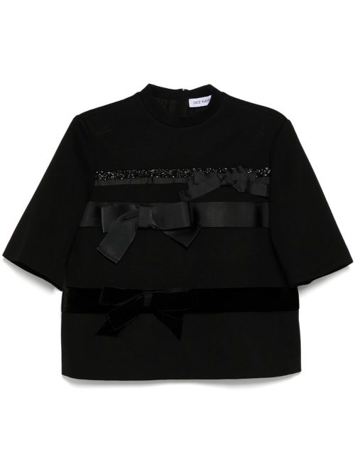 Bow-detail t-shirt - Black