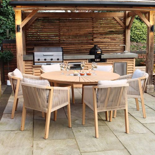 Roma FSC 6 Seater Dining Set with Terrazzo Concrete Insert | Roseland