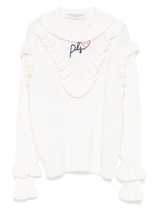 Embroidered-logo sweater - White