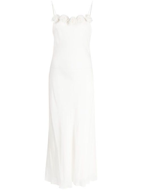 Benedetta rose-appliqué midi dress - White