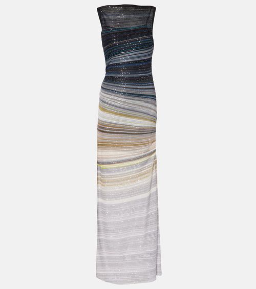 Sequined striped lamé maxi dress