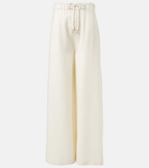 Gelos wool and silk jacquard palazzo pants
