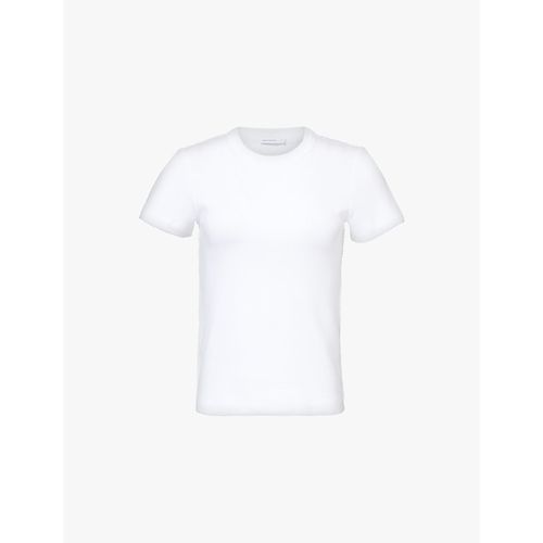 Womens White Uma Scallop-trim Organic-cotton T-shirt