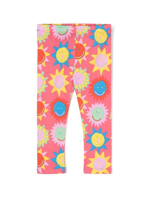 Illustration-print cotton leggings - Pink