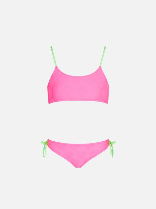 Girl Bralette Bikini With Hearts Pink